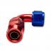 Stainless Steel Line 90� Adaptor, -4 AN Red/Blue